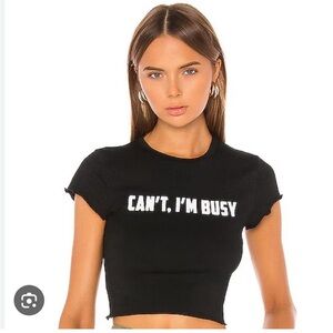 superdown Black "Can't. I'm Busy" Graphic Crop Tee
